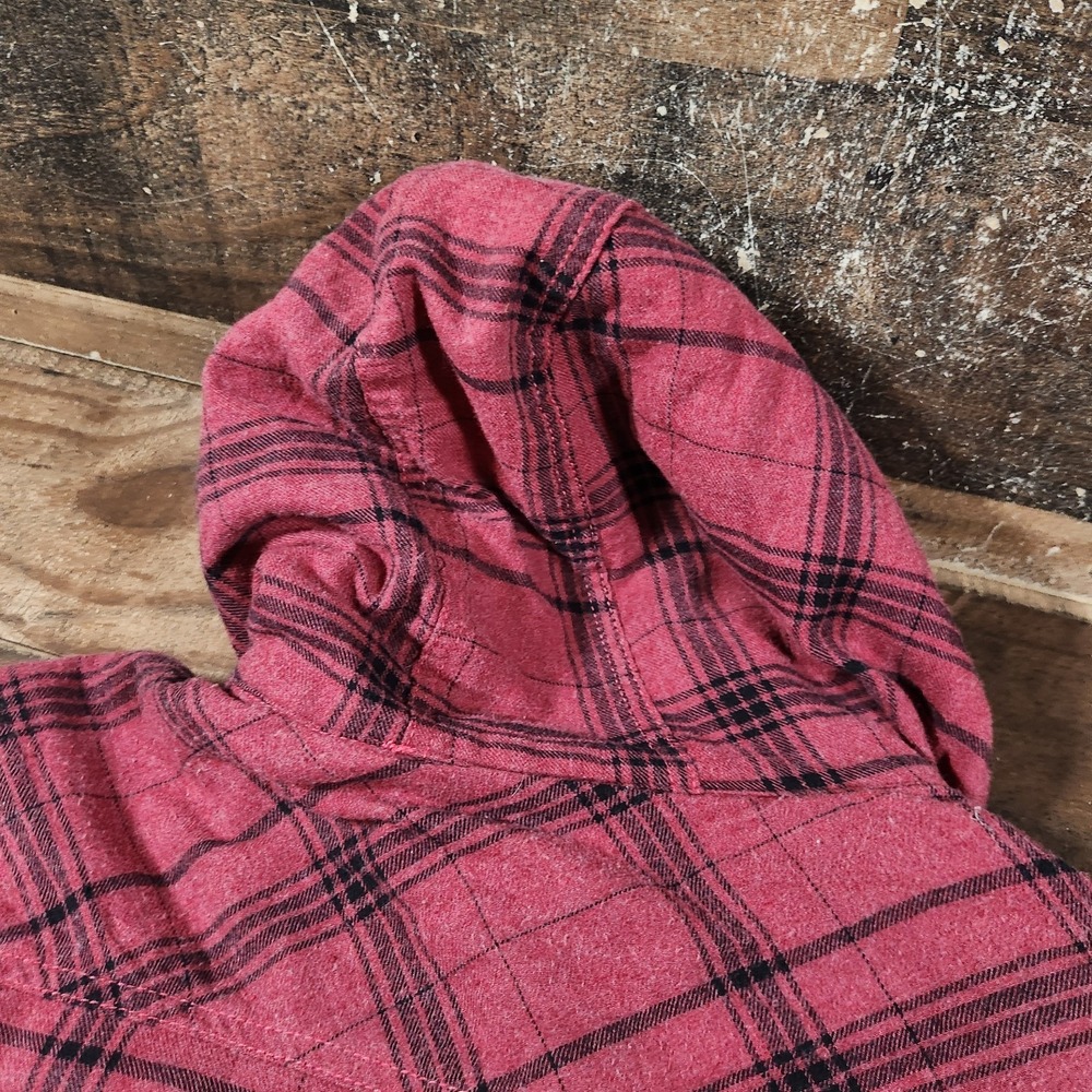 Vintage FMF Racing Jacket Mens XL Red Flannel Plaid Y2K Moto Hooded Coat Quilted - Picture 9 of 16